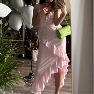 Elegant Pink Ruffle Dress